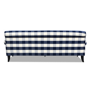 English Elm Alana Lawson Three-Cushion Tightback Sofa, Blue Lattice Woven