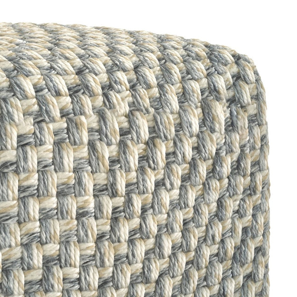 English Elm Beatrix Handwoven Square Pouf Neutral Boho Footrest for Living Room or Bedroom B136P427590