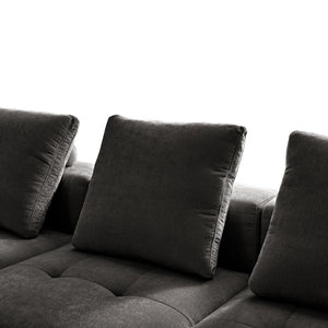 English Elm Luxury Piano Key Chenille Velvet Sofa Solid Wood Frame Three Seat Modern Living Room Grey W1765S00134