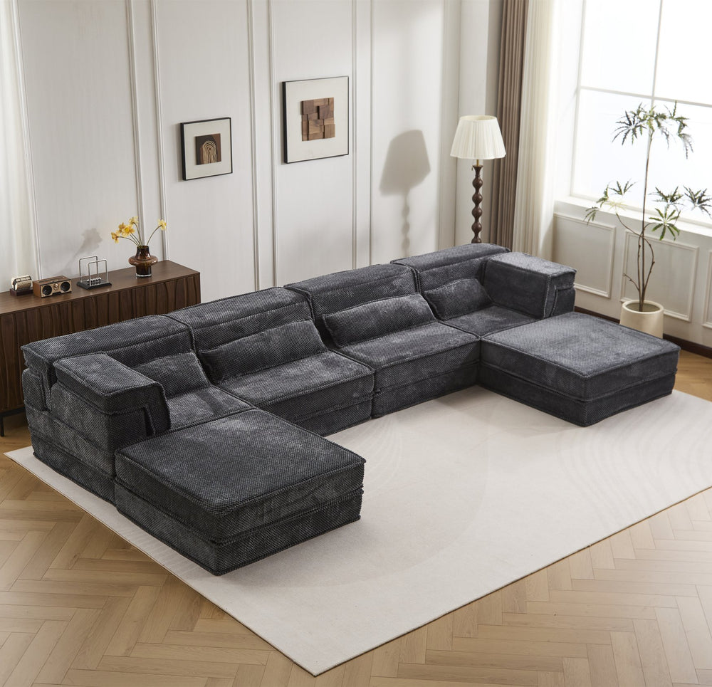 English Elm Compression Modular Sofa Bed - Oversized 4-Seater, No Assembly, Adaptable Designs For Any Space W3723S00041