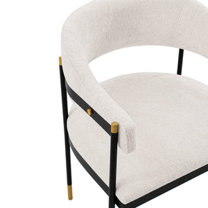 English Elm Lia Metal Chenille Armchair with Brushed Gold Accents, Floating Back Design, Luxurious Comfort Cream B365P397729