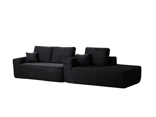 English Elm 104" Plush Corduroy L-shape Sectional Deep Seat Modular Sofa with Chaise Storage W3975S00044