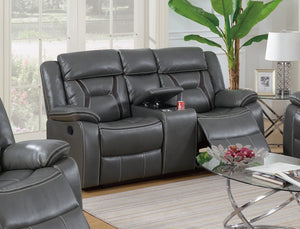 English Elm Modern Power Reclining Sofa Set Leatherette Upholstered Living Room Gray 3 Piece B011S02442