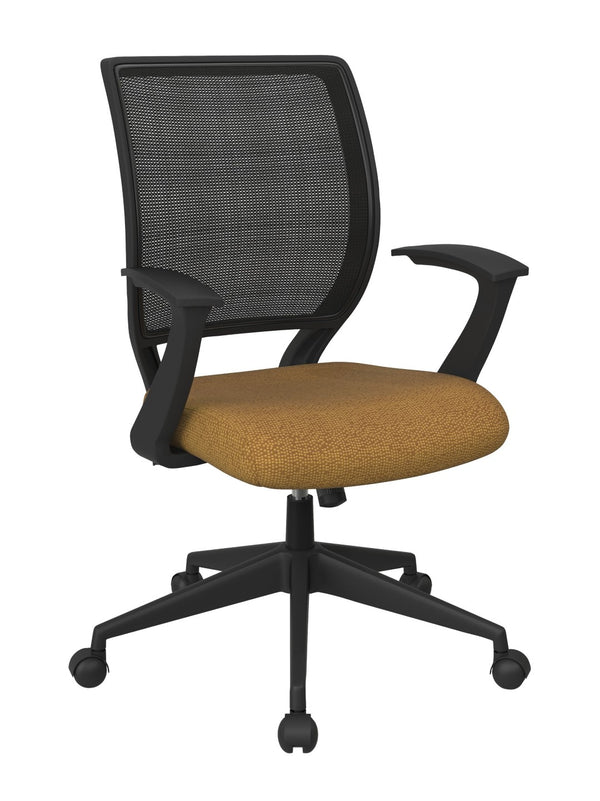 OSP Home Furnishings Screen Back Ergonomic Mesh Task Chair with Lumbar Support and T Arms for Home Office Brass EM51022N-K012