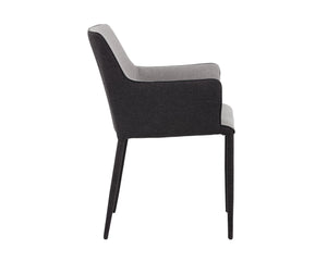 Sunpan Renee Modern Dining Armchair in Armour Grey & Dark Slate - Stylish, Comfortable & Space-Saving Design