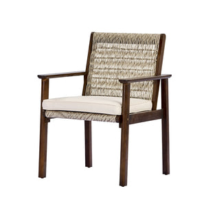 English Elm Outdoor Acacia Wood Wicker Rattan Armchairs with Cushions for Patio Poolside Beige,Dark Brown N768P374497B