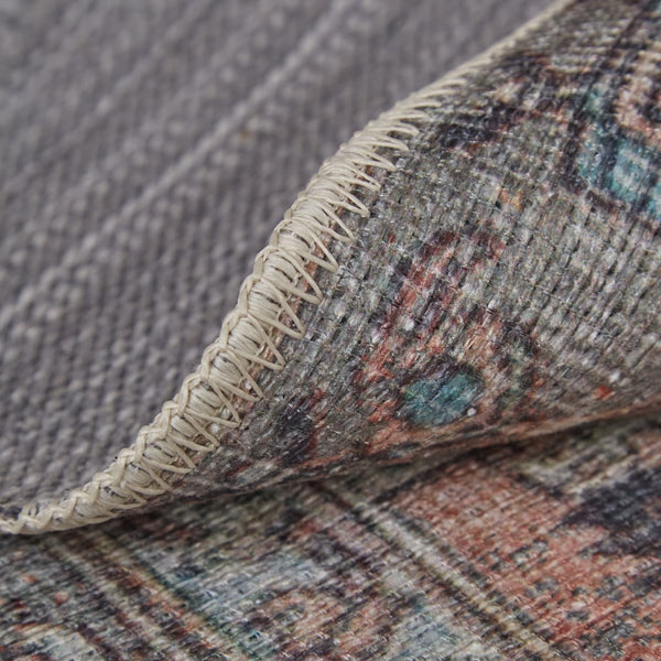 Feizy Rugs Percy Transitional Medallion Area Rug - Durable, Machine Washable, Stylishly Distressed Design For Any Space Taupe,Red,Brown Polyester,Cotton,Viscose Prc39ajfgrymltp00