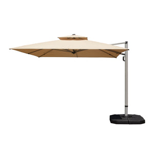 English Elm 10'X10' Square Cantilever Umbrella with Hydraulic Open, 5-Position Tilt, UPF50+ Polyester Canopy Beige W1859P337786