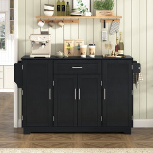 English Elm U_style Contemporary Buffet Cabinet Melamine Mdf Dining Room Storage with Adjustable Shelves Black N711P437643B