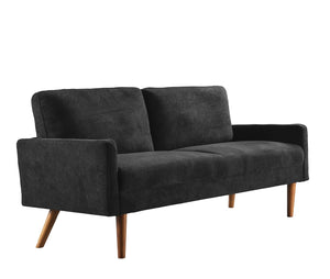 English Elm Velvet Kent 3-Seater Sofa with Plush Upholstery, European Modern-Vintage Design and Durable Build Black B2735P291964