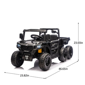 English Elm 24v 400w Six Wheel Kids Electric Dump Truck 4wd Remote Control Ride on Toy Black W1578P353176