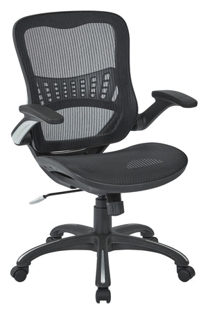 OSP Home Furnishings Mesh Back Ergonomic Manager Chair with Lumbar Support Adjustable Arms for Office Use Black 69906-3