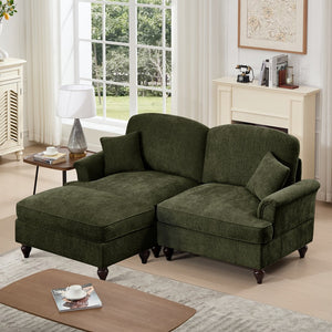 English Elm Elegant Mid Century Modular Two-Seater Sofa With Removable Skirts, Movable Ottoman, & Chic Design W3041S00347