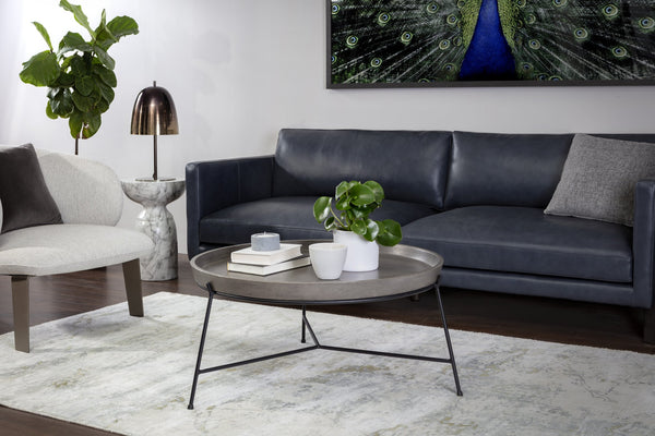 Sunpan Remy Coffee Table - Elegant Steel Frame with Unique Concrete Top for Chic Indoor & Outdoor Spaces Black / Grey