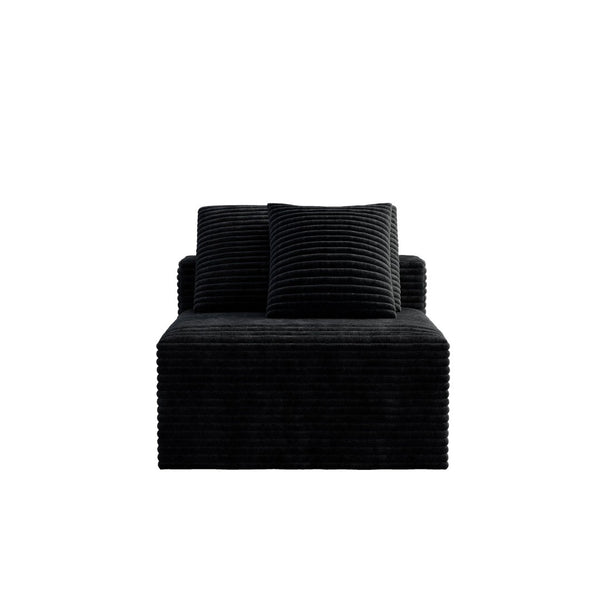 English Elm Sp-009m-black-1u Modular Corduroy Sectional with Reversible Chaise for Modern Living Rooms W3819P448406
