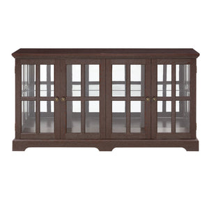English Elm Led Curio Cabinet Four Glass Doors Cherry Finish Adjustable Shelves for Collectibles W2275P460424