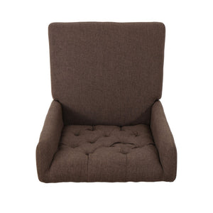 English Elm Dining Chair Set of Two Wingback Button Tufted High Back Birch Leg Upholstered Dark Brown 61539.00DBRN