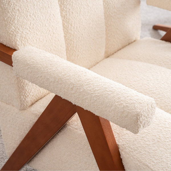 English Elm Mid-century Modern Chenille Accent Chair Cloud Silhouette Oak Frame Living Room Lounge W1170P425382