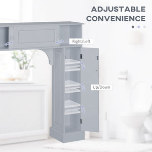 English Elm kleankin Over Toilet Storage Cabinet Gray — Space-Saving 4 Cubbies, Adjustable Shelf, Sliding Top Doors, Durable MDF (35" W x 41" H) W2225P173965