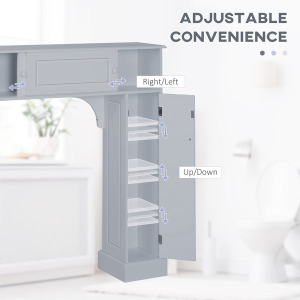 English Elm kleankin Over Toilet Storage Cabinet Gray — Space-Saving 4 Cubbies, Adjustable Shelf, Sliding Top Doors, Durable MDF (35" W x 41" H) W2225P173965