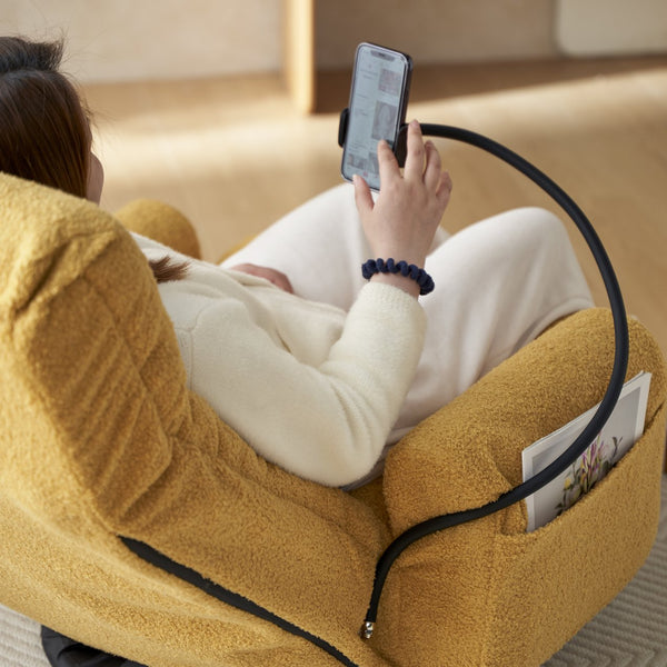 English Elm Adjustable ergonomic gaming lounge chair with 360° swivel, spring seat comfort and phone holder Yellow W244P172638