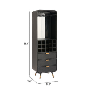 Zuo Modern Magara Bar Cabinet Black - Stylish Fir Wood & Steel Design With Mirror Glass For Modern Elegance Black Fir Wood,Mdf,Glass,Steel 110731-zuo-modern