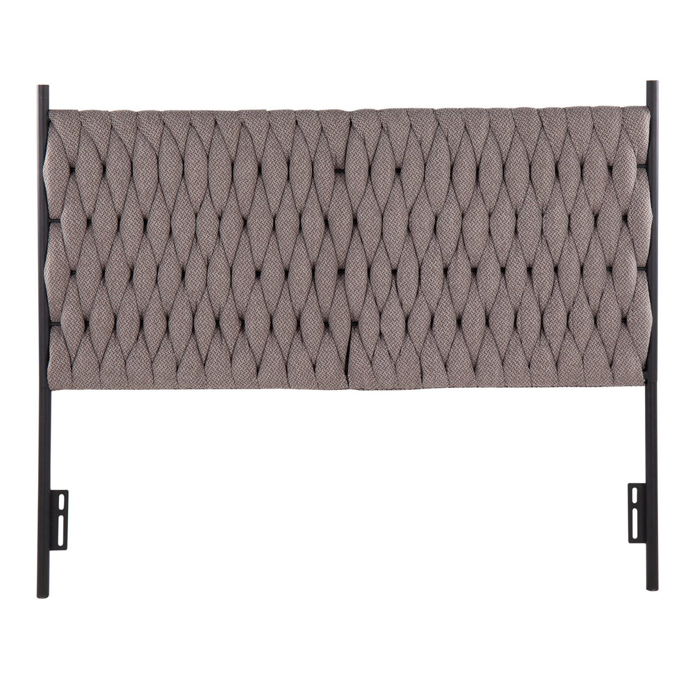 English Elm Braided Matisse Queen Headboard with Plush Braided Fabric Upholstery and Sleek Black Metal Frame, Contemporary Bedroom Statement Grey B202P223758