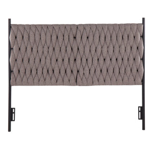 English Elm Braided Matisse Queen Headboard with Plush Braided Fabric Upholstery and Sleek Black Metal Frame, Contemporary Bedroom Statement Grey B202P223758