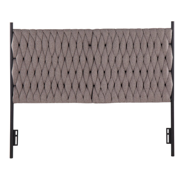 English Elm Braided Matisse Queen Headboard with Plush Braided Fabric Upholstery and Sleek Black Metal Frame, Contemporary Bedroom Statement Grey B202P223758