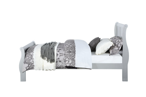 English Elm Louis Philippe Platinum Finish 2-Piece Bedroom Set: Elegant Queen Sleigh Bed & Nightstand Combo B2726S00174