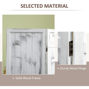 English Elm HOMCOM Whitewashed Wood 4-Panel Room Divider 67" Tall Folding Privacy Screen with MDF Panels W2225P173942