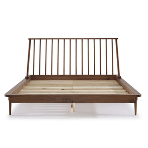 English Elm Walker Edison - Mid-Century Solid Pine Queen Platform Bed with Spindle Headboard, Tapered Legs & No Box Spring Needed Caramel 94 L x 16 W x 6 H B185P169399