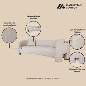 English Elm Sylvia 104" Tweed Loveseat Gold Dust — Kiln-Dried Pine Frame, High-Density Foam, Commercial Grade, Assembled B365P398104