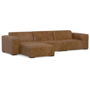 English Elm Rex 2-Seater Sectional Sofa With Left Chaise In Caramel Brown Leather – Comfort Meets Style! B136P199226-GIGA