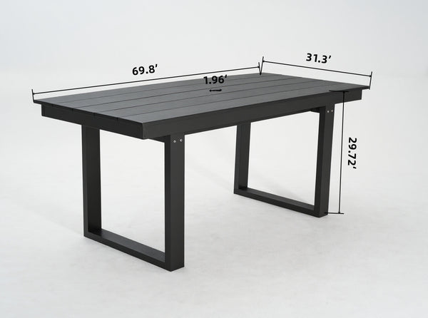 English Elm 5-Piece Modern Black Hdpe Outdoor Dining Set – All-Weather Table & 4 Armless Chairs For Every Patio W3566S00003