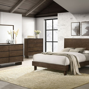 English Elm Hemlock Solid Wood 6-Drawer Dresser Cabinet with Sleek Fingertip Pulls and Spacious Organized Storage Brown B062P378388