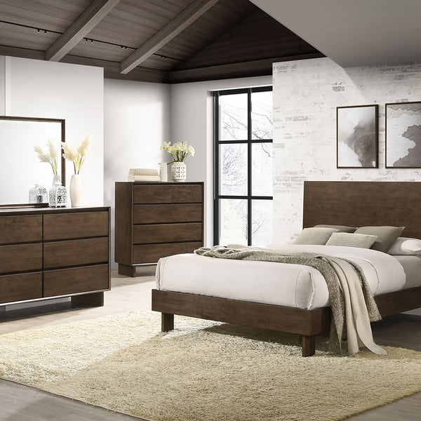 English Elm Hemlock Solid Wood 6-Drawer Dresser Cabinet with Sleek Fingertip Pulls and Spacious Organized Storage Brown B062P378388