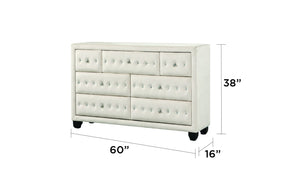 English Elm Encore Modern Style Tufted Queen 5Pc Bedroom Set In Soft Beige - Chic Comfort & Ample Storage Solutions B009S01711