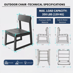 English Elm 2-pack Modernist Recycled Hdpe Slatted Patio Chairs Weather Resistant Outdoor Seating Set Grey W3566P342909