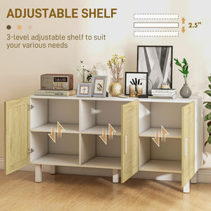 English Elm Homcom Boho Sideboard Buffet Cabinet With Rattan Doors, Adjustable Shelves, And Elevated Base Storage W2225P217721