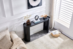 English Elm Double-layer Matte Black Console Table Curved Shelf Minimalist Entryway Sofa Side W3875P388009