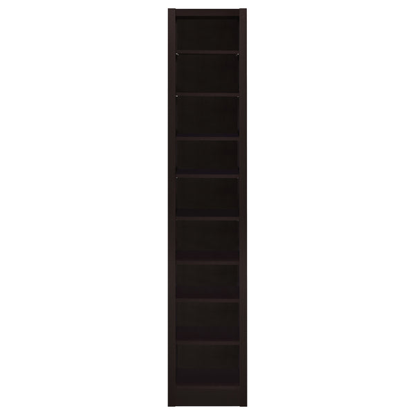 English Elm 1pc 71-inch 9-Shelf Bookcase in Deep Cappuccino — Tall Narrow MDF Engineered Veneer Storage Tower B011P305688