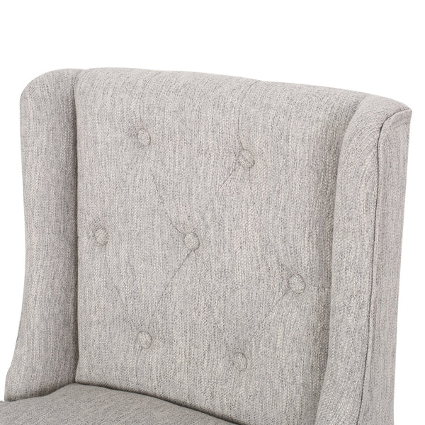 English Elm Christopher Knight Home® - Vienna Tufted Wingback Counter Stools Set of 2 — Elegant Fabric Seating, Button-Tufted Comfort, Durable Rubberwood Frame Light Grey+Natural 64853.00LGRY