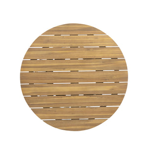 English Elm Christopher Knight Home® - Outdoor Round Top Acacia Wood Dining Table with Slat Drainage, Solid Teak Finish, Stable Circular Base N773P191382T