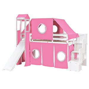English Elm Twin Castle Loft Bed with Play Tower Pinewood Frame for Kids Bedroom Storybook LT000568AAH-1