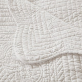 Madison Park Tuscany Cottage/Country Oversized Quilted Throw with Scalloped Edges MP50-1216 White