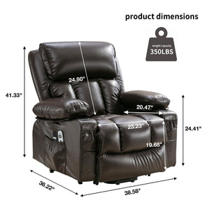 English Elm Power Lift Recliner Chair with Massage Heat Usb and Fleece Leather for Seniors W1521P302650