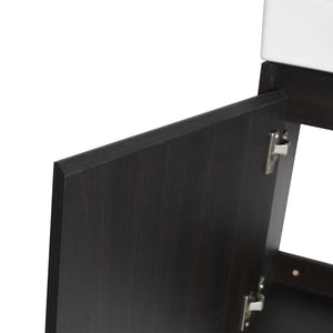 English Elm 28'' Floating Bathroom Vanity with Ceramic Sink Soft Close Door Melamine Cabinet Dark Oak W999P426640