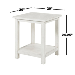 English Elm Wood Pine End Table with Open Shelf Rustic Farmhouse Living Room Accent Piece White B016P472796