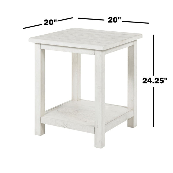 English Elm Wood Pine End Table with Open Shelf Rustic Farmhouse Living Room Accent Piece White B016P472796
